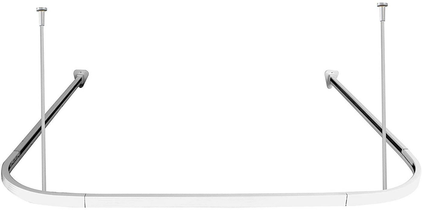 Duschvorhangstange Duschvorhangstange, Weiß, Duschvorhanghalterung aus, Aluminium, Euroshowers GmbH, geklemmt, Komplett-Set inkl.Gleitern und Montagematerial von Euroshowers GmbH