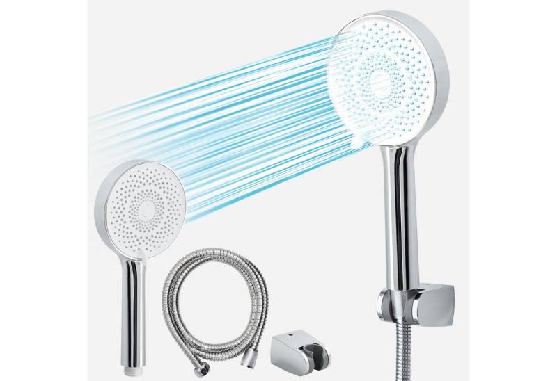 Euroshowers GmbH Handbrause Handbrause mit Brauseschlauch Set, EuroFlux Chromweiß, (3-tlg) von Euroshowers GmbH