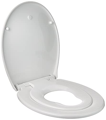 Toilettendeckel,WC Sitz mit Absenkautomatik,klodeckel Antibakterieller WC Sitz, Klobrille,WC Deckel Weiß von Euroshowers