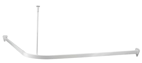 Duschstange Universal Duschvorhangstange Duschvorhangschiene Weiss L - Form U -Form (90 x 90 cm) von Euroshowers