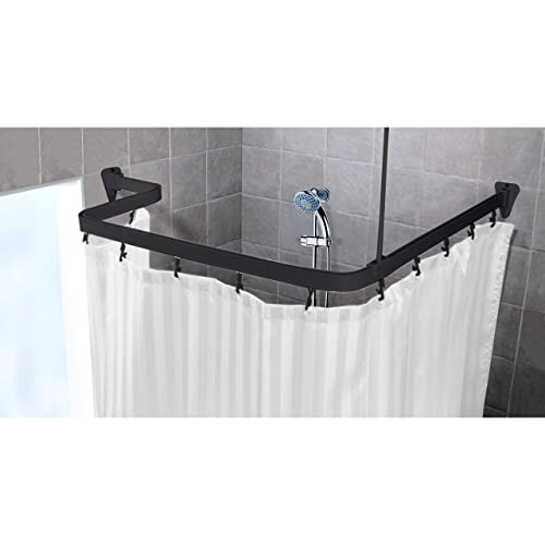 Duschvorhangstange flexibel inkl. Montagezubehör, 3 m, Aus Aluminium (Schwarz) von Euroshowers