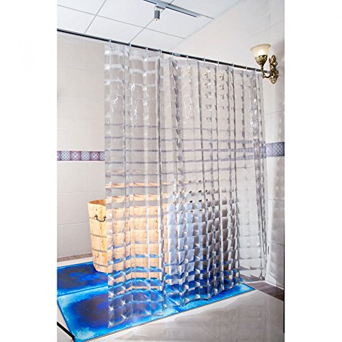 Euroshowers Duschvorhang 3D- Transparent - Duschvorhangringe separat erhältlich, 180 x 200 cm von Euroshowers