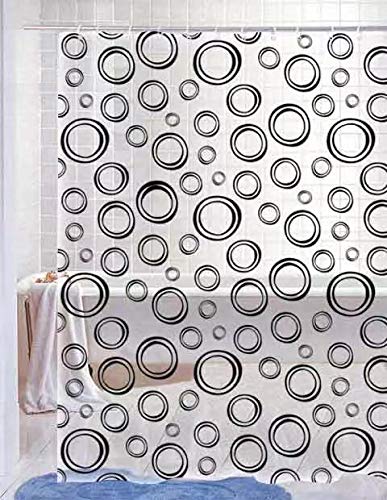 EUROSTYLE Duschvorhang oder Badewanne, 180 x 200 cm, PVC-Gewebe, schimmelresistent, wasserabweisend, wasserdicht, waschbar, mit 12 Haken und Ringen, Art. Sinn (Kreis-Design) von Eurostyle