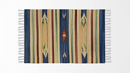 EUROSTYLE Kilim Kira Teppich aus 100% indischer Baumwolle mit Fransen (Design 3, 50 x 110 cm) von Eurostyle