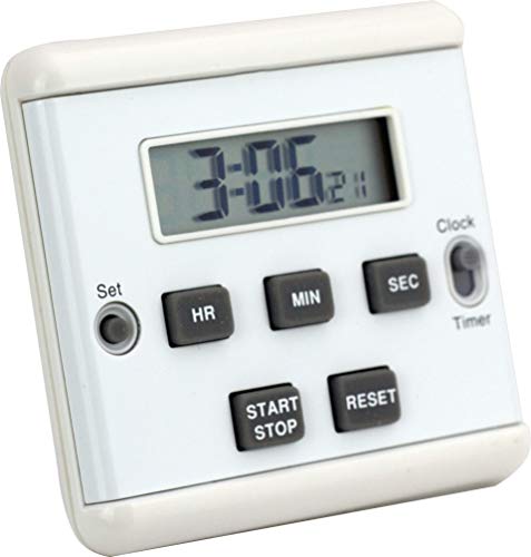 Digitaltimer, SKT338, Weiß, große 6-stellige LCD-Anzeige, 2 Separate Timer in einem Gerät, Count-down/Count-up 23 Std., 59 Min., 59 Sek., Uhrzeitangabe durch Funktionstastenumschaltung von Eurotime