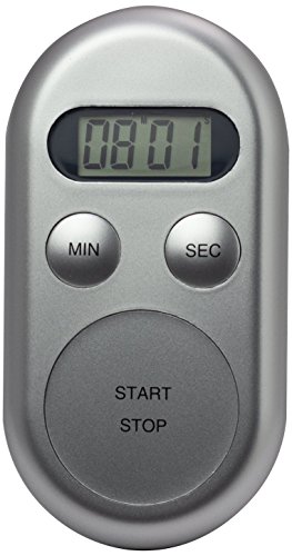 Kurzzeitmesser KT188, Silber, oval, Count-down bis 99 Min, 59 Sek., 30-sekündiger Alarm beim Erreichen von 0, Timer-Memory-Funktion, Magnet zum Befestigen an Metallflächen, große Start-/Stopptaste von Eurotime