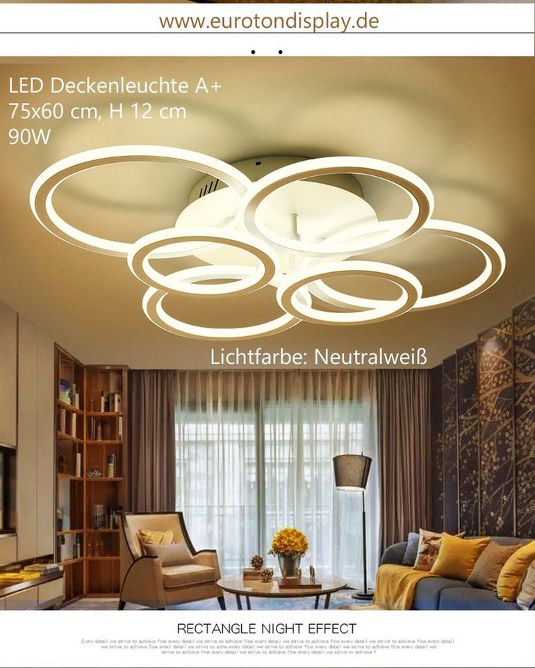 Euroton LED Deckenleuchte LED Deckenlampe Fernbediening Farbton einstellbar dimmbar TOP Angebot, LED fest integriert, Einstellbar, Mit Fernbedienung von Euroton