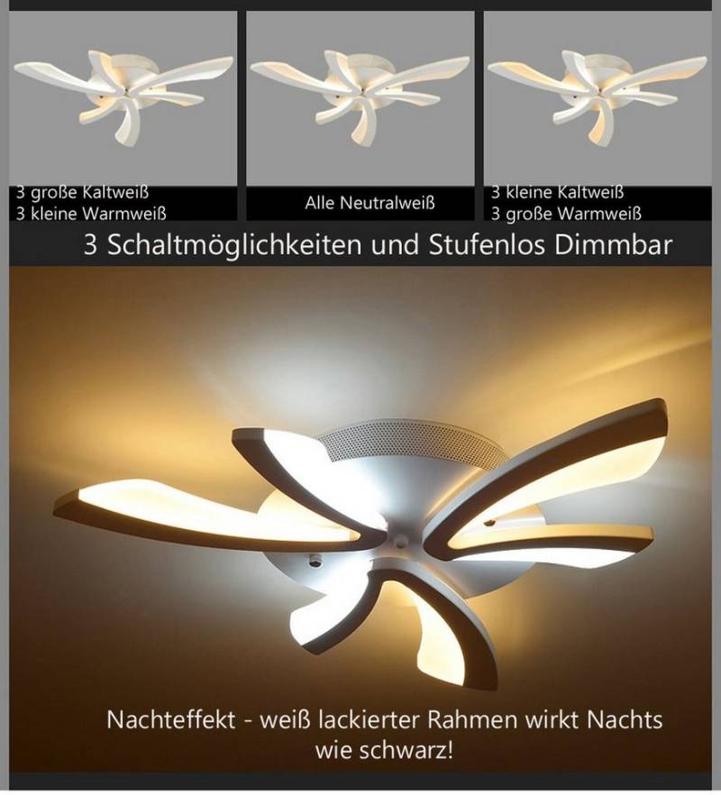 Euroton LED Deckenleuchte LED Deckenleuchte XW62 mit Fernbedienung Lichtfarbe warmweiß kaltweiß, LED fest integriert, mit Fernbedienung kaltweiß-warmweiß, 7000k-3000k stufenlos einstellbar von Euroton