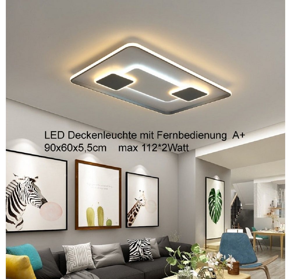 Euroton LED Deckenleuchte LED Deckenleuchte mit Fernbedienung Lichtfarbe warmweiß bis kaltweiß, LED fest integriert, kaltweiß,neutralweiß bis warmweiß, 7000 k-3000 k stufenlos einstellbar von Euroton