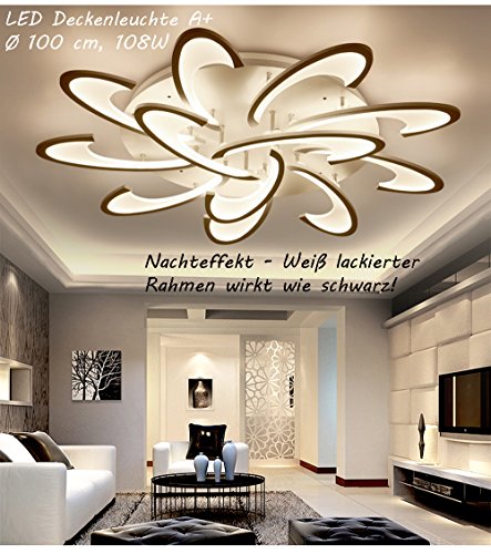 Eurohandisplay LED Deckenleuchte 2127-12 Ø 100 cm 108W mit Fernbedienung Lichtfarbe/Helligkeit einstellbar Acryl-Schirm weiß lackierte Metallrahmen (2127-12 Ø 100 cm 108W) von Eurotondisplay