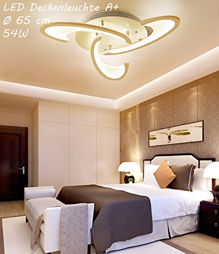 Eurotondisplay LED Deckenleuchte 2127-3 Ø 65 cm 59W mit Fernbedienung Lichtfarbe/Helligkeit einstellbar Acryl-Schirm weiß lackierte Metallrahmen (2127-3 Ø 65 cm LED 59W) von Eurotondisplay