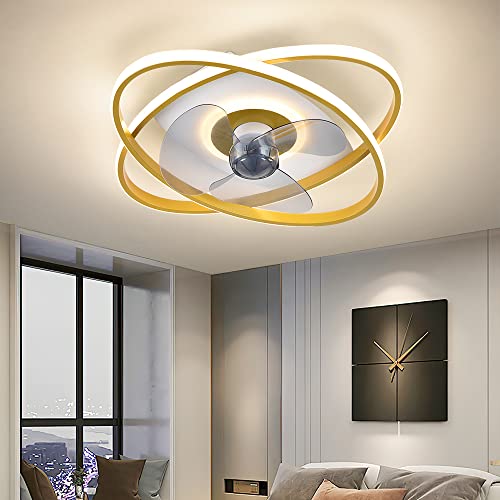 Eurotondisplay Deckenventilator 3343 gold mit LED Beleuchtung Deckenlampe Ø 50cm 96W mit Fernbedienung Lichtfarbe/Helligkeit einstellbar dimmbar LED Deckenleuchte fan light ceiling (Gold3343) von Eurotondisplay