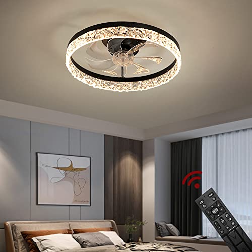 Eurotondisplay Deckenventilator mit LED Beleuchtung D3304 Deckenlampe Ø 50cm 60W mit Fernbedienung Lichtfarbe/Helligkeit einstellbar dimmbar LED Deckenleuchte fan light ceiling (D3304) von Eurotondisplay