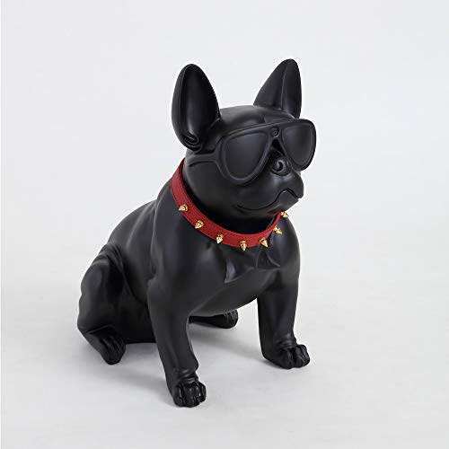 Eurotondisplay Hundfigur Dekofigur Hund Dekorationsfigur Dog Dekoobjekt Deko Skulptur Tierfigur Bulldogge Hundeliebhaber Dekoartikel 38x35x22cm (Dog-Black) von Eurotondisplay