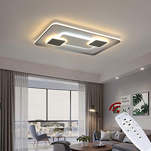 Eurotondisplay LED Deckenleuchte 9641CFX 90 * 60cm 224W mit Fernbedienung Lichtfarbe/Helligkeit einstellbar Acryl-Schirm weiß/grau A+ (9641 CFX 90 * 60cm) von Eurotondisplay
