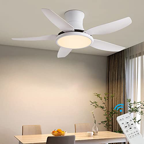 Eurotondisplay SX013-120 Weiß Deckenventilator mit LED Beleuchtung mit Fernbedienung Lichtfarbe/Helligkeit einstellbar 6 Geschwindigkeiten, timer 2 Stunden Sommer-, und Wintermodus 54 W von Eurotondisplay