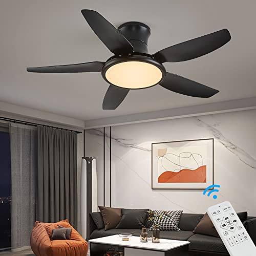Eurotondisplay SX013-120 schwarz Deckenventilator mit LED Beleuchtung mit Fernbedienung Lichtfarbe/Helligkeit einstellbar 6 Geschwindigkeiten, timer 2 Stunden Sommer-, und Wintermodus 54 W von Eurotondisplay