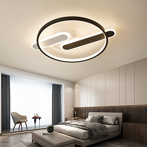 LED Deckenleuchte Deckenlampe SX87 mit Fernbedienung Lichtfarbe/Helligkeit einstellbar dimmbar weiß schwarz lackierte MetallrahmenLED Schlaffzimmerleuchte ceiling light (SX8778WB Ø 52cm) von Eurotondisplay