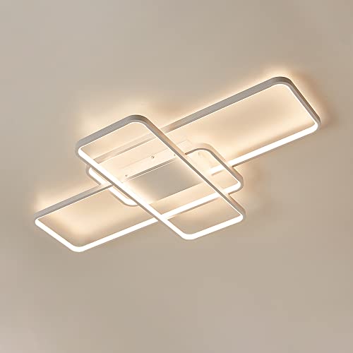 LED Deckenleuchte Deckenlampe SX87 weiß schwarz lackierte Metallrahmen mit Fernbedienung Lichtfarbe/Helligkeit einstellbar dimmbar LED Schlaffzimmerleuchte ceiling light (SX8709-3W 90x60cm) von Eurotondisplay