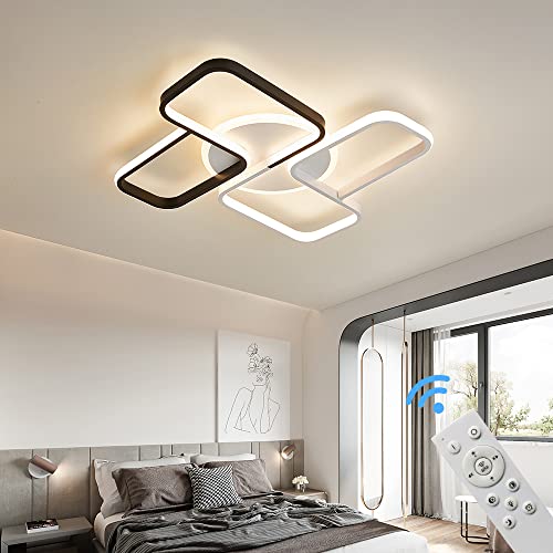 LED Deckenleuchte Deckenlampe SX87 weiß schwarz lackierte Metallrahmen mit Fernbedienung Lichtfarbe/Helligkeit einstellbar dimmbar LED Schlaffzimmerleuchte ceiling light (SX8760WB 50x50cm) von Eurotondisplay