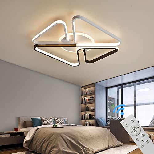 LED Deckenleuchte Deckenlampe SX87 weiß schwarz lackierte Metallrahmen mit Fernbedienung Lichtfarbe/Helligkeit einstellbar dimmbar LED Schlaffzimmerleuchte ceiling light (SX8761WB 49x49cm) von Eurotondisplay