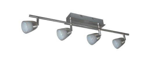 Eurotondisplay LED Schiene SX8228-04A 4 flammig 4x5W Nickel matt,Glas weiß,Deckenlampe Länge 69cm,Breite 8,5cm Höhe 17,5cm 3000k warmweiß A+ von Eurotondisplay