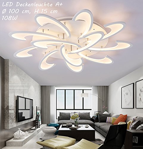 N2127-12FL LED Deckenleuchte mit Fernbedienung ist die Lichtfarbe/Helligkeit einstellbar A+LED Wohnzimmerleuchte Kronleuchte Pendelleuchte Deckenlampe Deckenstrahler LED Deckenleuchte (2127-12FL) von Eurotondisplay