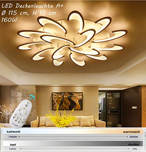 N2127-15FL LED Deckenleuchte mit Fernbedienung ist die Lichtfarbe/Helligkeit einstellbar A+LED Wohnzimmerleuchte Kronleuchte Pendelleuchte Deckenlampe Deckenstrahler LED Deckenleuchte (2127-15FL) von Eurotondisplay