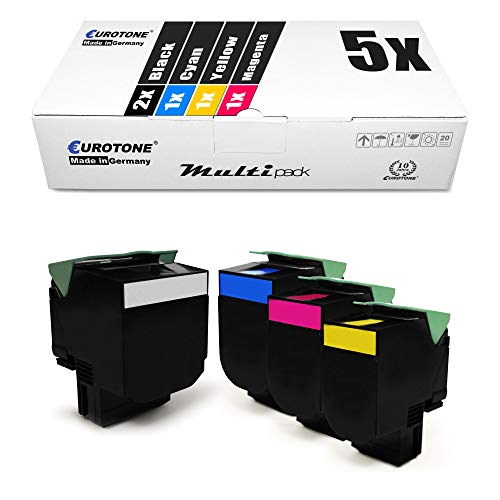 5X Eurotone XXL Toner für kompatibel für Lexmark CX 310 410 510 dhe de dthe dte e DN n ersetzt 80C2SK0 802S von Eurotone