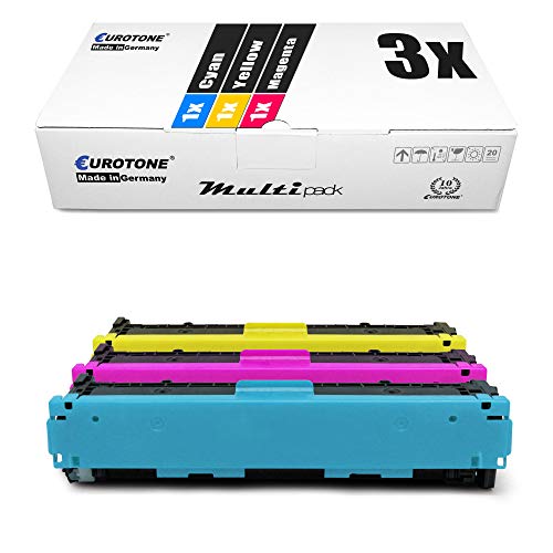 3X Eurotone kompatibler Toner für HP Color Laserjet CP 1213 1215 1216 1217 1513 1514 1515 1516 1518 1519 wie CB541A-43A CB541A-CB543A 125A Color von Eurotone