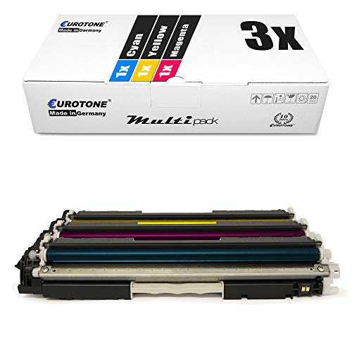 3X Eurotone kompatibler Toner für HP Laserjet Pro 100 Color MFP M 175 wie CE311A-13A CE311A-CE313A 126A Color von Eurotone, kein HP Original