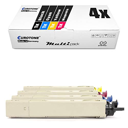 4X Müller Printware Toner für Oki C 3300 3400 3450 3600 N ersetzt Schwarz Blau Rot Gelb von Eurotone