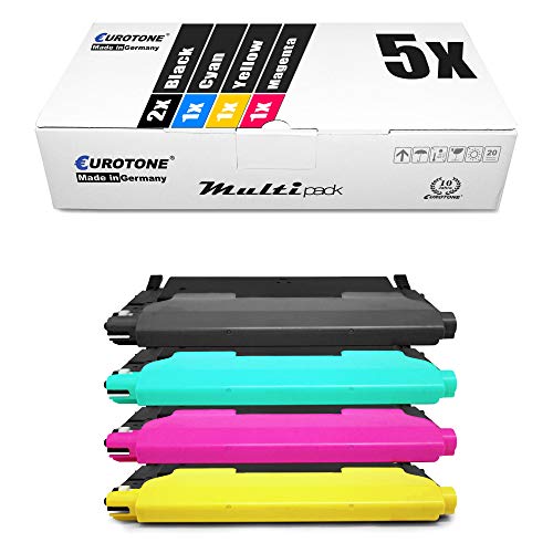 Eurotone 5er Set Toner Cartridge, kompatibel für Samsung CLP 310 315 / CLX 3170 3175, CLT K4092S C4092S Y4092S M4092S 2X Schwarz + je 1x Cyan Magenta Yellow von Eurotone