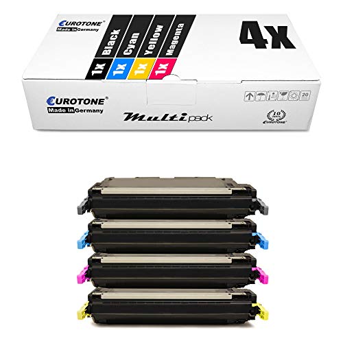 Europcart kompatibler Kartusche für Color Laserjet 1600 , 2600 nse , N 2605 DN , DTN , CM-1015 MFP , 1017 MFP ersetzen HP 124A Q6000A Q6001A Q6002A Q6003A Patronen im Bundle Original EUROTONE ( ISO-Norm 19798 ) von Eurotone