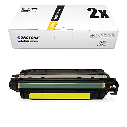 Eurotone 2X Europcart kompatibler Kartusche für Color Laserjet CM-3530 , CP-3525 Patronen ersetzen HP 504A gelbe CE252A Patronen Original (ISO-Norm 19798 ) von Eurotone