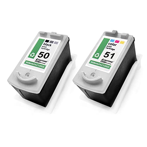 Eurotone 2X Patronen kompatibel für Canon MP450 MX310 MP150 MP180 MP450X MX300 IP2200 MP160 MP460 MP170 ersetzt PG50 CL51 CMYK von Eurotone
