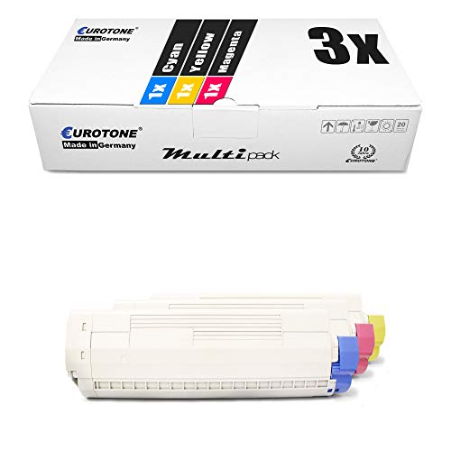 3X Eurotone Toner für Oki C 5650 5750 wie 43872305-43872307 Color Blau Rot Gelb von Eurotone, kein OKI Original