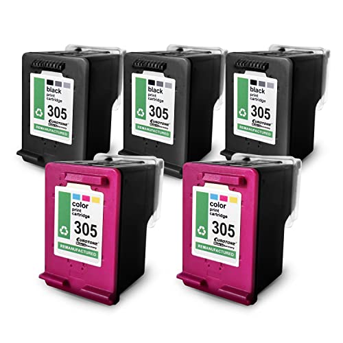 Eurotone 5X Tintenpatronen kompatibel für HP 305 DeskJet Plus 4120 ersetzen 305BK, 305C CMYK Black Cyan Magenta Yellow von Eurotone