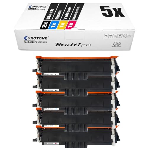 Eurotone 5X Toner 069 im Set kompatibel für Canon imageCLASS LBP673Cdw LBP674Cx MF752Cdw MF756Cx ersetzt 069 CMYK (Cyan, Magenta, Yellow, Black) [MIT CHIP UND FÜLLSTANDSANZEIGE] von Eurotone