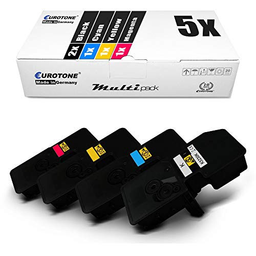 Eurotone 5X Toner für Kyocera Ecosys P 5021 wie TK-5220 TK5220 Set Black Cyan Magenta Yellow von Eurotone