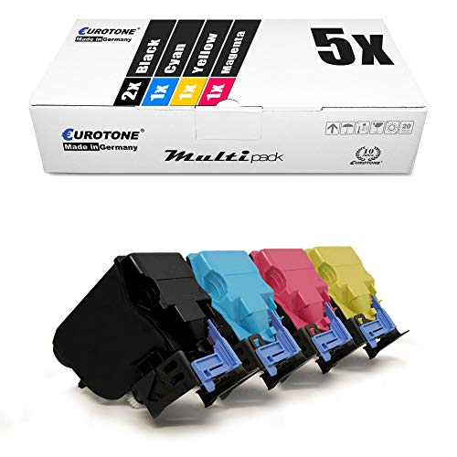 Eurotone 5er Set Toner, 5X TNP22 kompatibel für Konica Minolta Bizhub C35 / C35P 2X Black 1x je Cyan Yellow Magenta von Eurotone