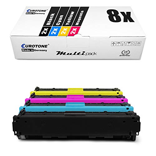 Eurotone 8X Toner im Set kompatibel für Canon i-SENSYS LBP 662 663 664 MF741 MF742 MF743 MF744 MF745 MF746 CDW Cx, 055H CKMY von Eurotone