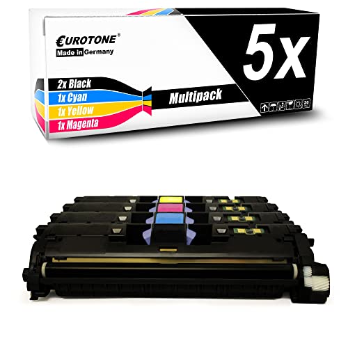 Eurotone Druckerpatrone kompatibel für HP Color Laserjet 1500/2500 / 2550/2800 / 2820/2840, 2X Q3960A, 1x Q3961A, 1x Q3962A, 1x Q3963A im Set von Eurotone