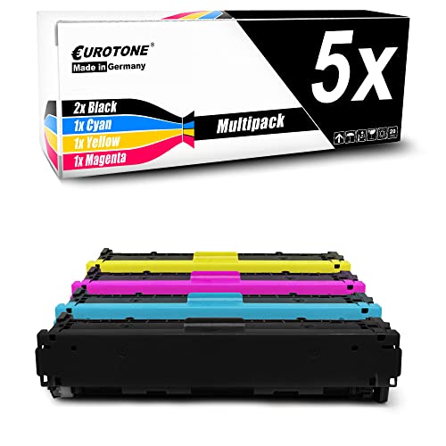 Eurotone Druckerpatrone kompatibel für HP Color Laserjet cm 1312 1512 1312, 2X CB540A 1x CB541A 1x CB542A 1x CB543A 125A von Eurotone