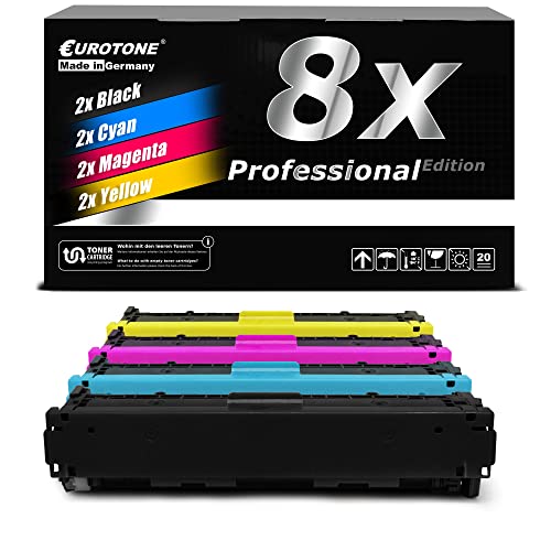 Eurotone Toner Cartridges kompatibel für Canon LBP 7100 cn / 7110 cw/MF 8230 cn / 8280 cw, 2X EP 731 BK, 2X EP 731 C, 2X EP 731 Y, 2X EP 731 M im Set von Eurotone