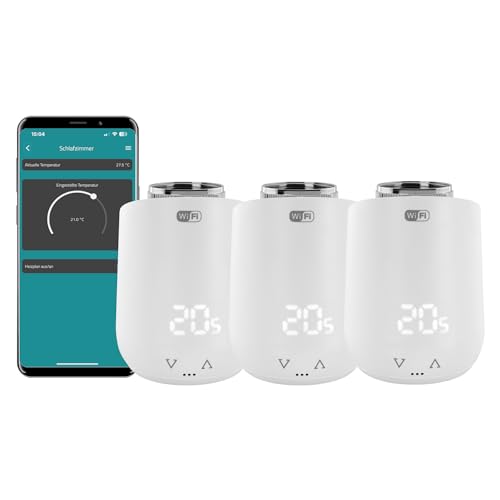 Eurotronic Comet WiFi Heizkörperthermostat Set - Smart Home Heizungssteuerung für 3 Heizkörper inkl. gratis App und Ventil-Adapter-Gutschein | Kompatibel mit jedem WLAN Router (2,4 GHz) von Eurotronic