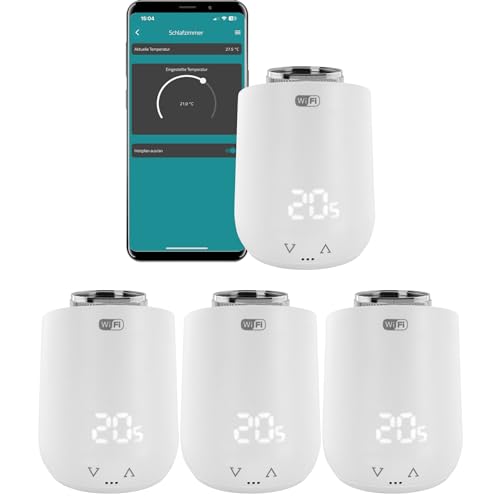 Eurotronic Comet WiFi Heizkörperthermostat Set - Smart Home Heizungssteuerung für 4 Heizkörper inkl. gratis App und Ventil-Adapter-Gutschein | Kompatibel mit jedem WLAN Router (2,4 GHz) von Eurotronic