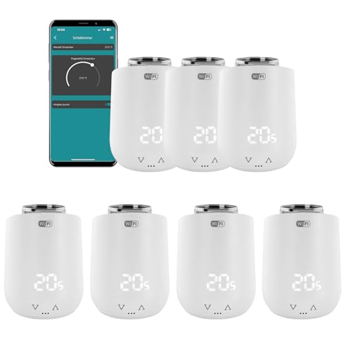 Eurotronic Comet WiFi Heizkörperthermostat Set - Smart Home Heizungssteuerung für 7 Heizkörper inkl. gratis App und Ventil-Adapter-Gutschein | Kompatibel mit jedem WLAN Router (2,4 GHz) von Eurotronic