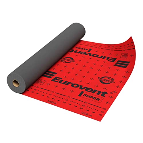 75qm Eurovent® SUPER RED 3-lagige Dachmembran Unterdeckbahn 170g/m2 Sd=0,02m mit zwei Selbstklebebändern von EUROVENT
