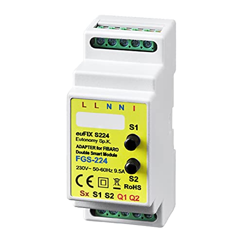 Eutonomy Adapter euFIX für die DIN-Schiene für FIBARO Double Smart Module mit Knöpfen, euFIX S224 von WOOTONG